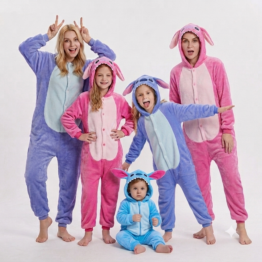 PIŻAMA NIEBIESKI STITCH ONESIE DRES KOMBINEZON - obrazek 5