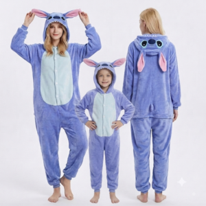 PIŻAMA NIEBIESKI STITCH ONESIE DRES KOMBINEZON
