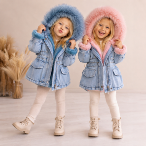 JEANSOWA PARKA Z FUTERKIEM / DWA KOLORY