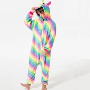 PIŻAMA JEDNOROŻEC TĘCZOWY PASTELOWY DLA DZIECI ONESIE