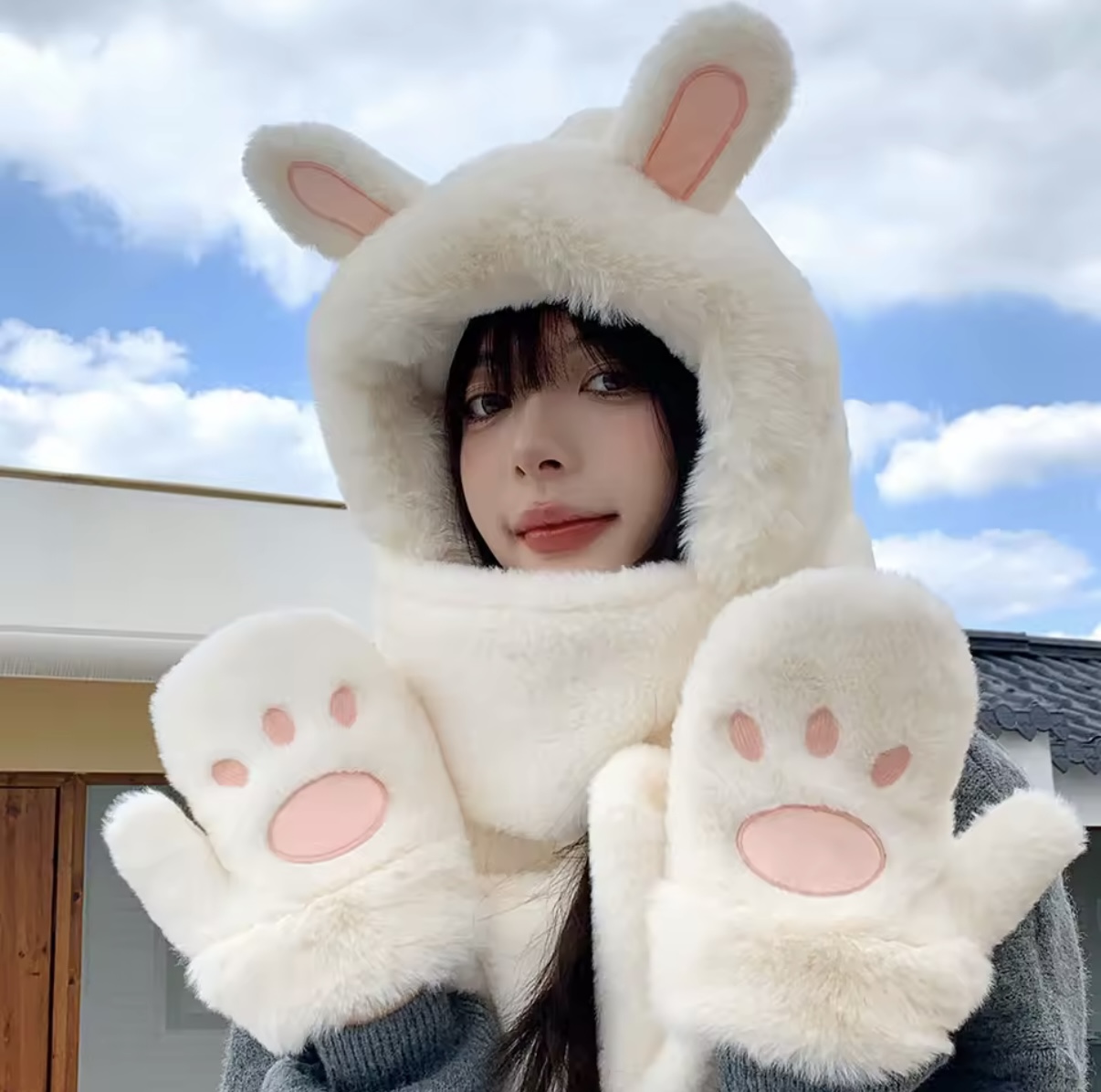 CZAPKA 3w1 Z USZKAMI / 2 KOLORY