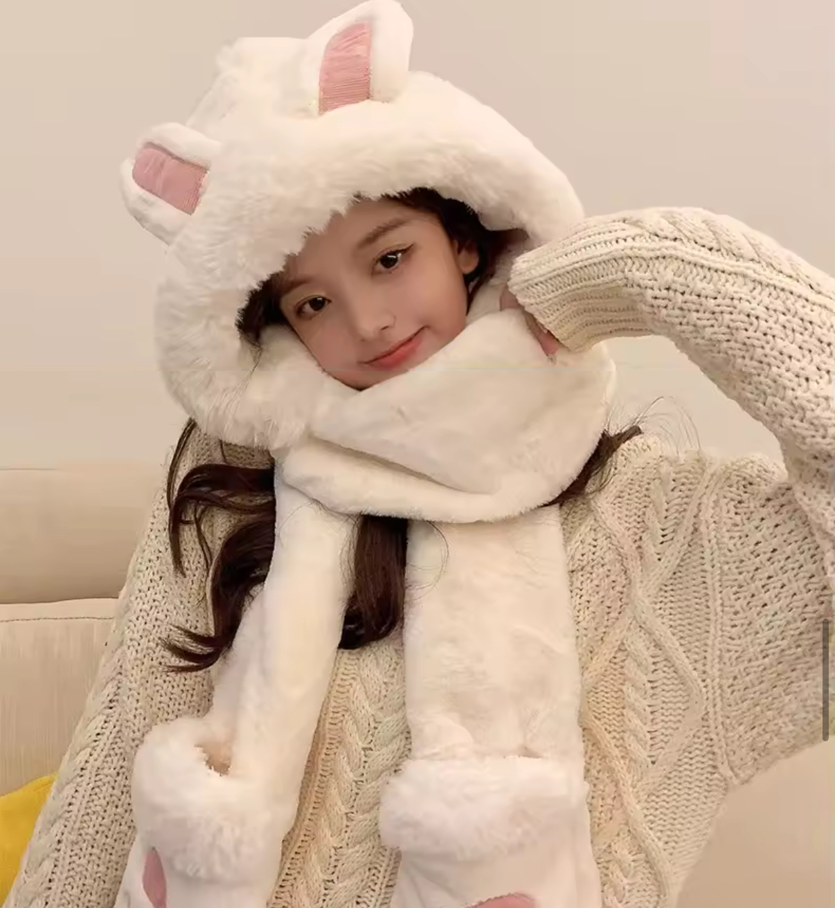 CZAPKA 3w1 Z USZKAMI / 2 KOLORY - obrazek 2