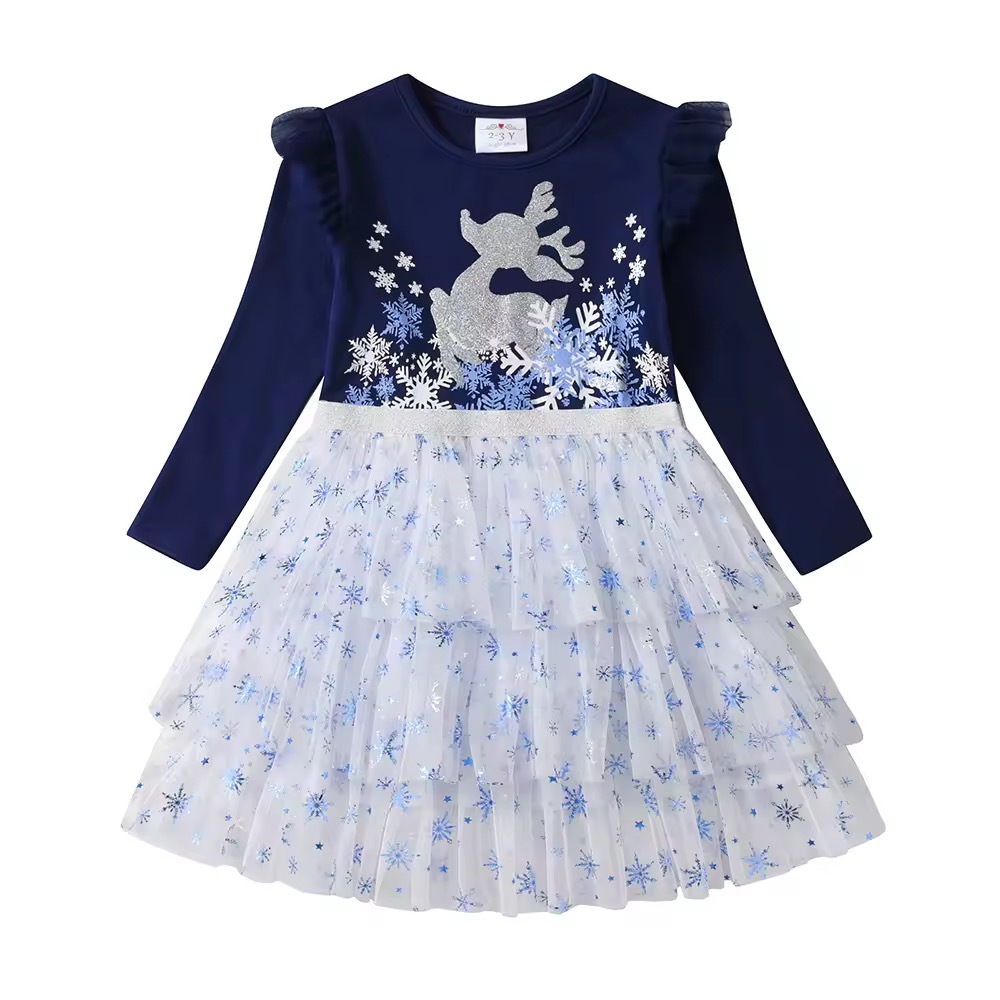 SUKIENKA TIULOWA GRANAT ŚNIEŻYNKI R.98-128 - obrazek 4