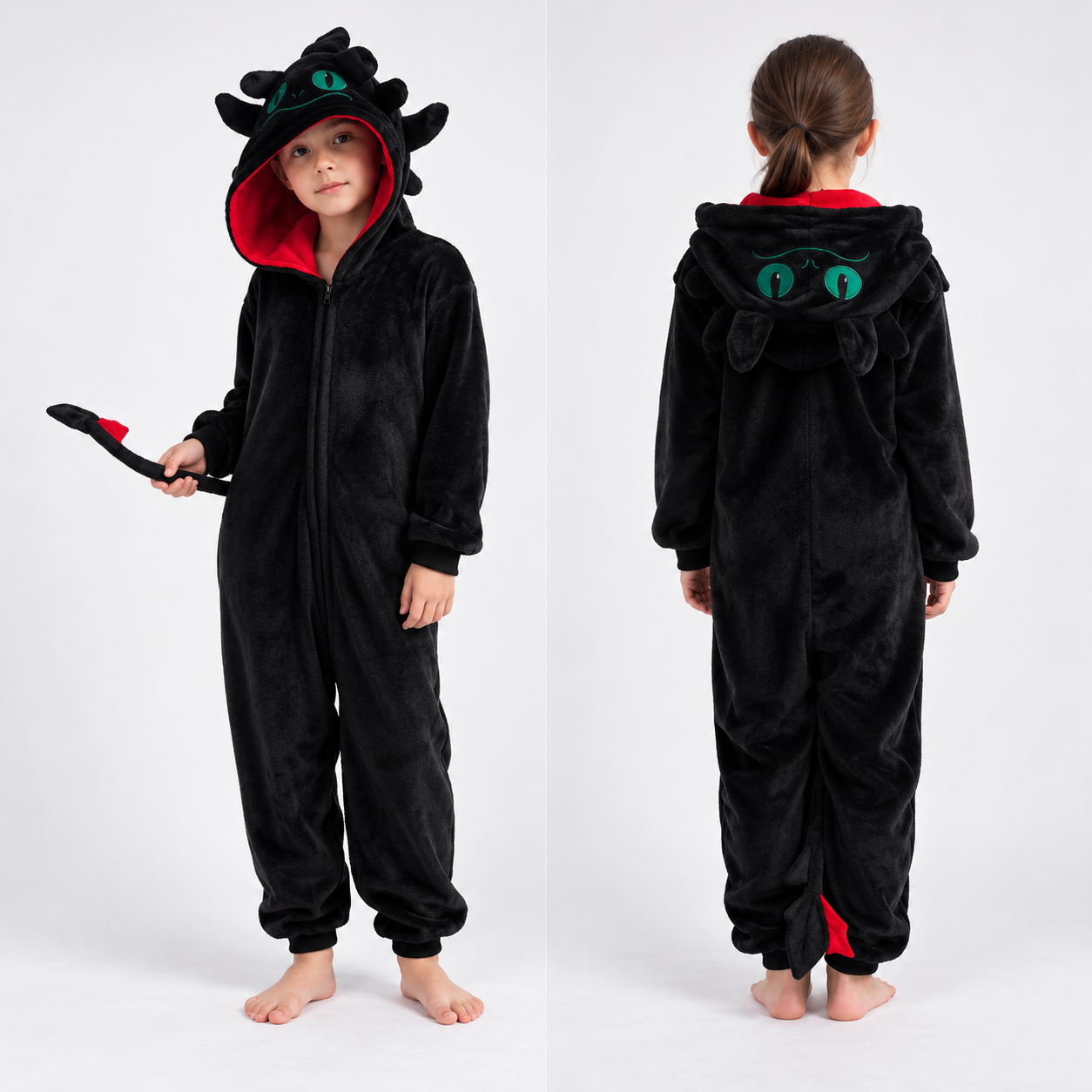 PIŻAMA SMOK BIAŁA FURIA SZCZERBATEK ONESIE DRES KIGURUMI - obrazek 10