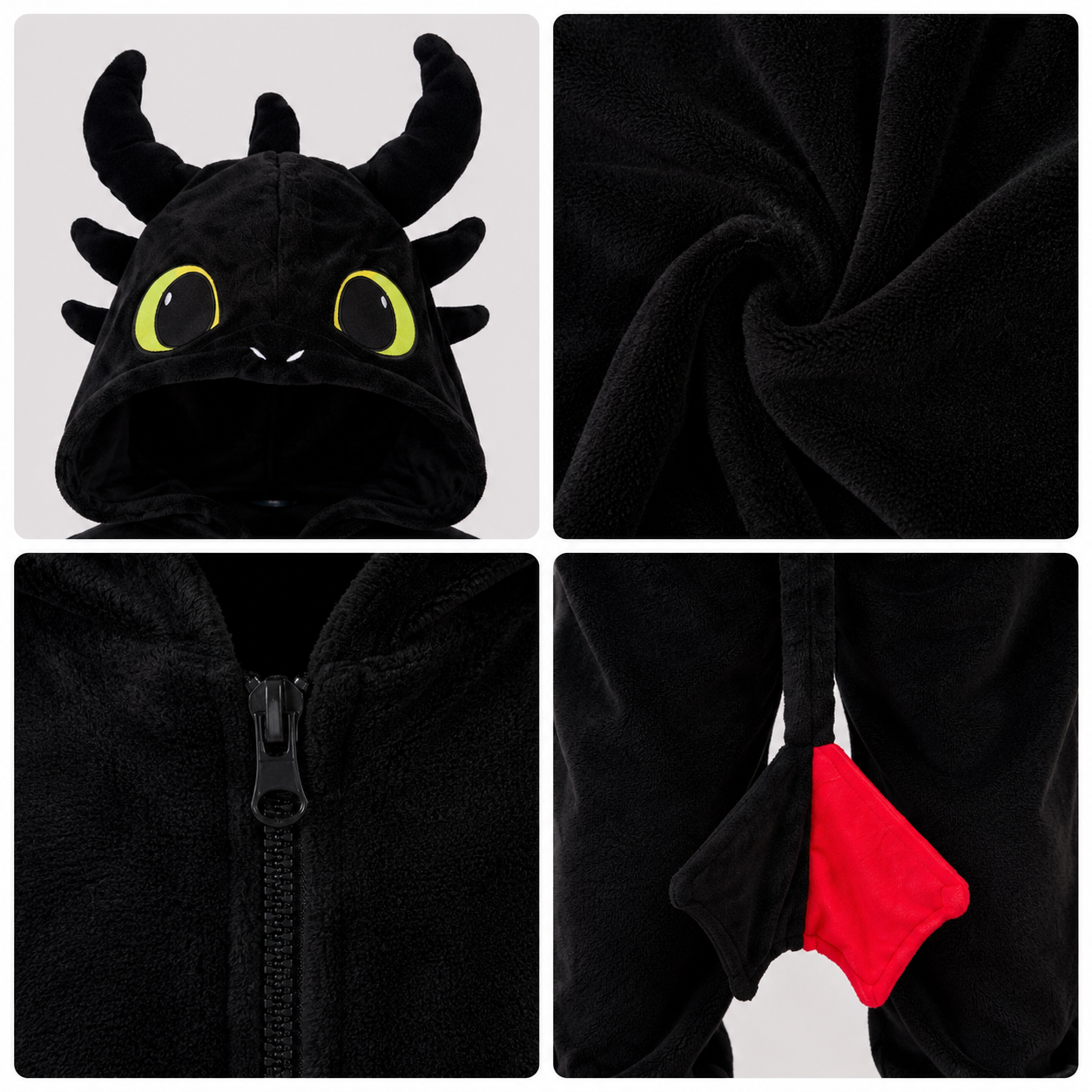 PIŻAMA SMOK BIAŁA FURIA SZCZERBATEK ONESIE DRES KIGURUMI - obrazek 11