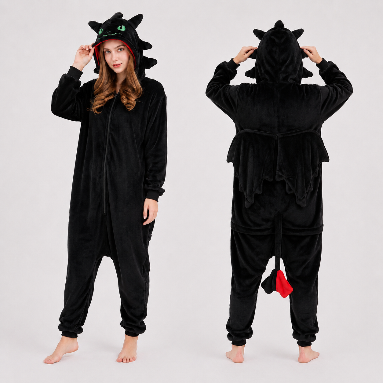 PIŻAMA SMOK BIAŁA FURIA SZCZERBATEK ONESIE DRES KIGURUMI - obrazek 5