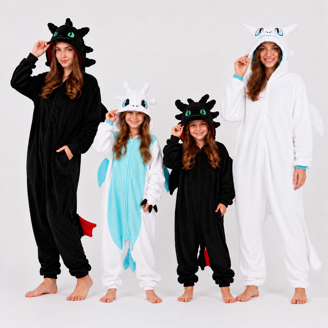 PIŻAMA SMOK BIAŁA FURIA SZCZERBATEK ONESIE DRES KIGURUMI