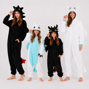 PIŻAMA SMOK BIAŁA FURIA SZCZERBATEK ONESIE DRES KIGURUMI