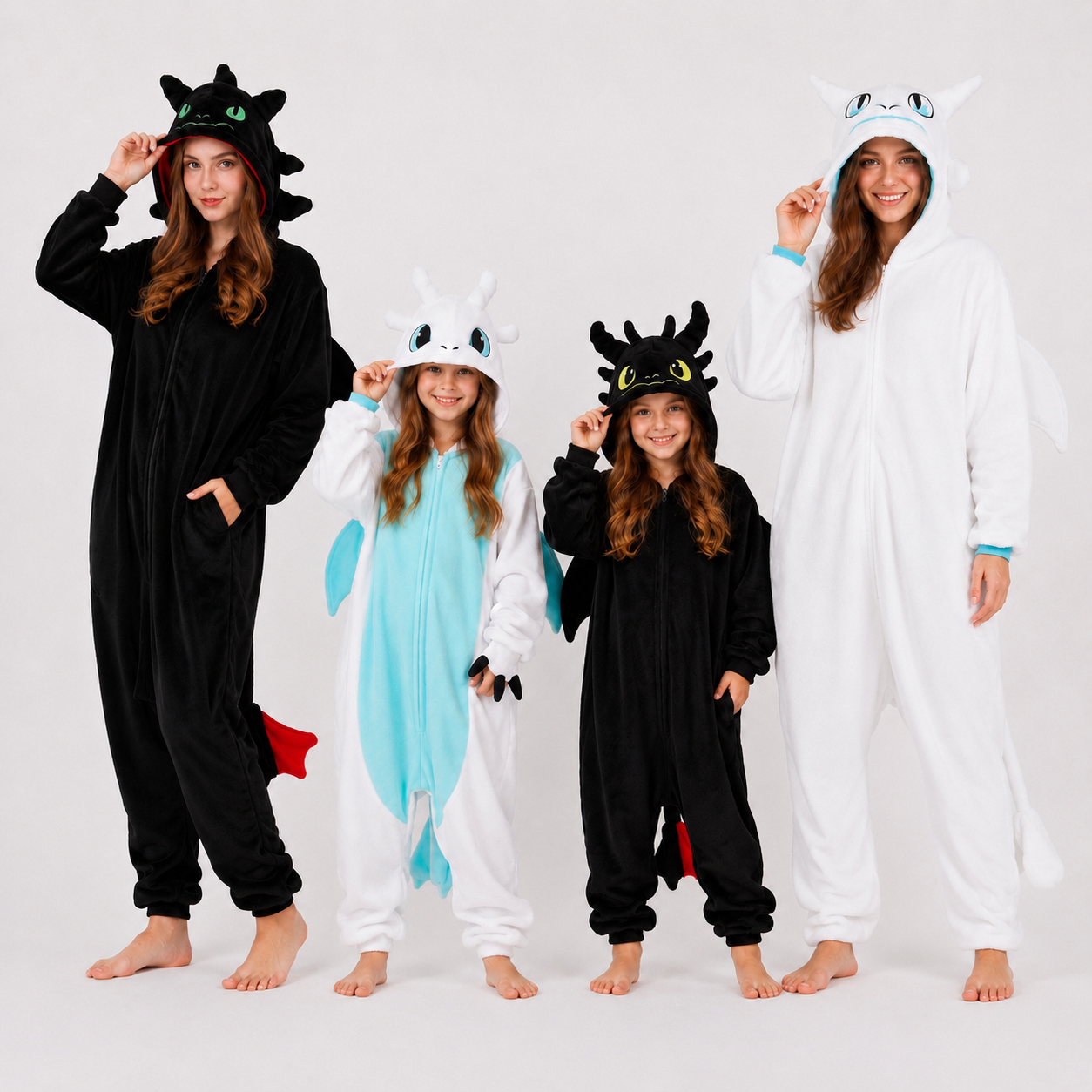 PIŻAMA SMOK BIAŁA FURIA SZCZERBATEK ONESIE DRES KIGURUMI
