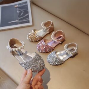 CEKINOWE BUCIKI BALERINY Z PEREŁKAMI / 3 KOLORY / R.21-35