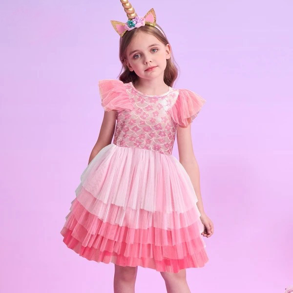 SUKIENKA TIULOWA RÓŻOWA ROSE GOLD R.98-128