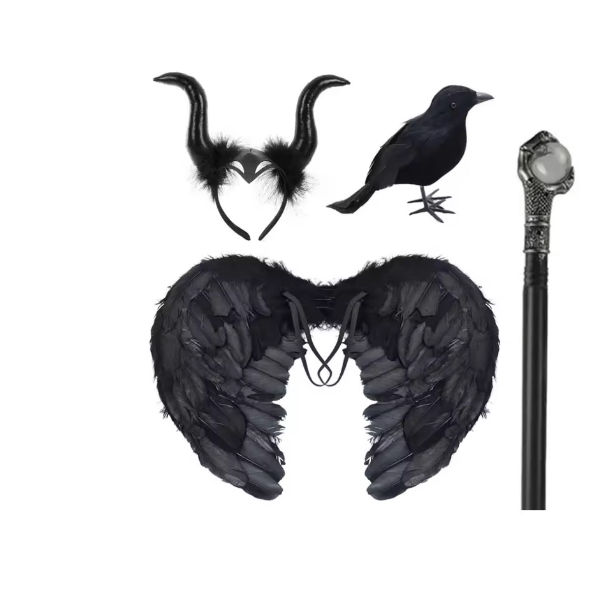 KOSTIUM PRZEBRANIE SUKIENKA MALEFICIENT DIABOLINA R.110-150 - obrazek 8