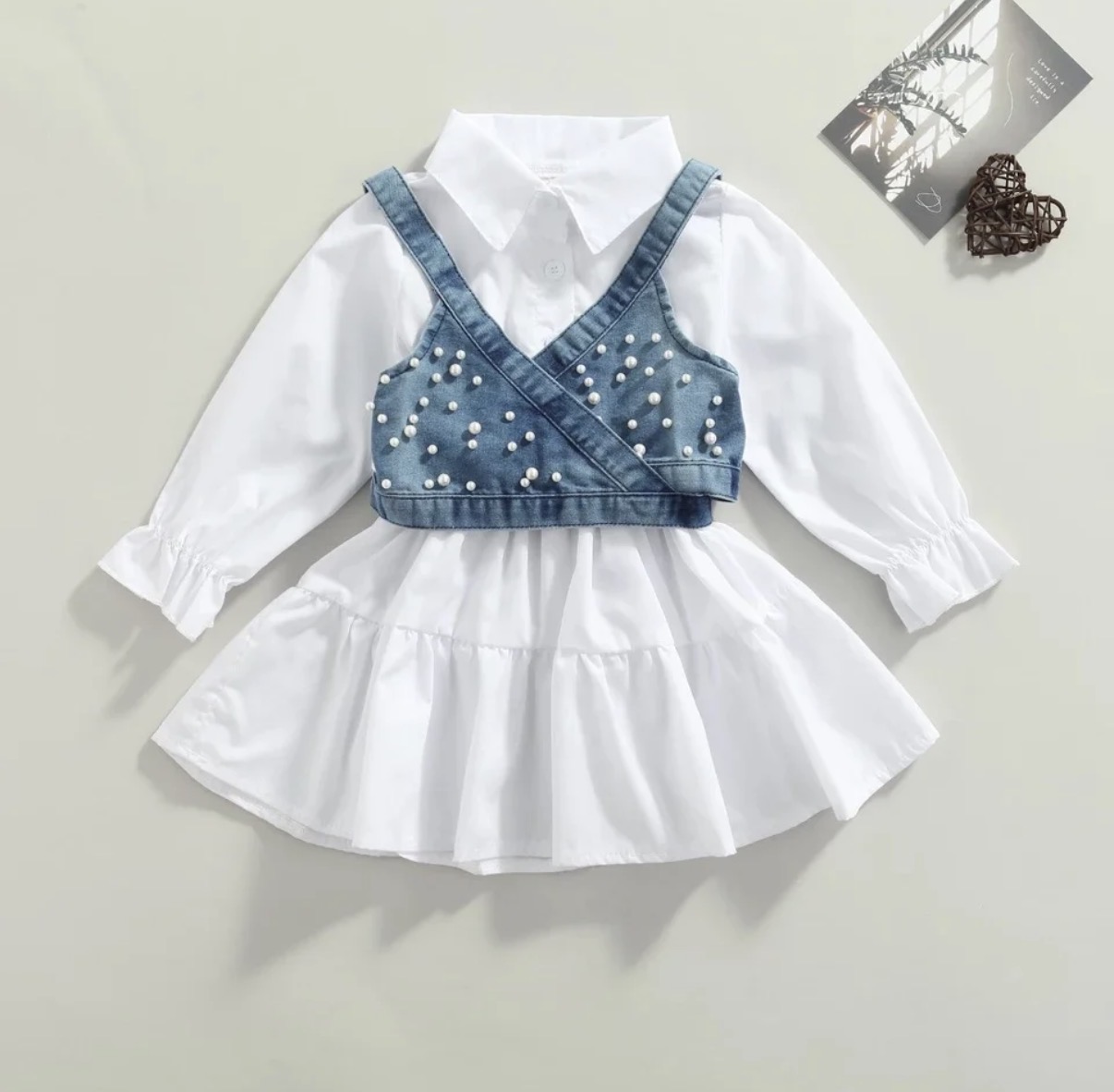 SUKIENKA KOSZULOWA Z JEANSOWYM TOPEM / R.80-120 - obrazek 2
