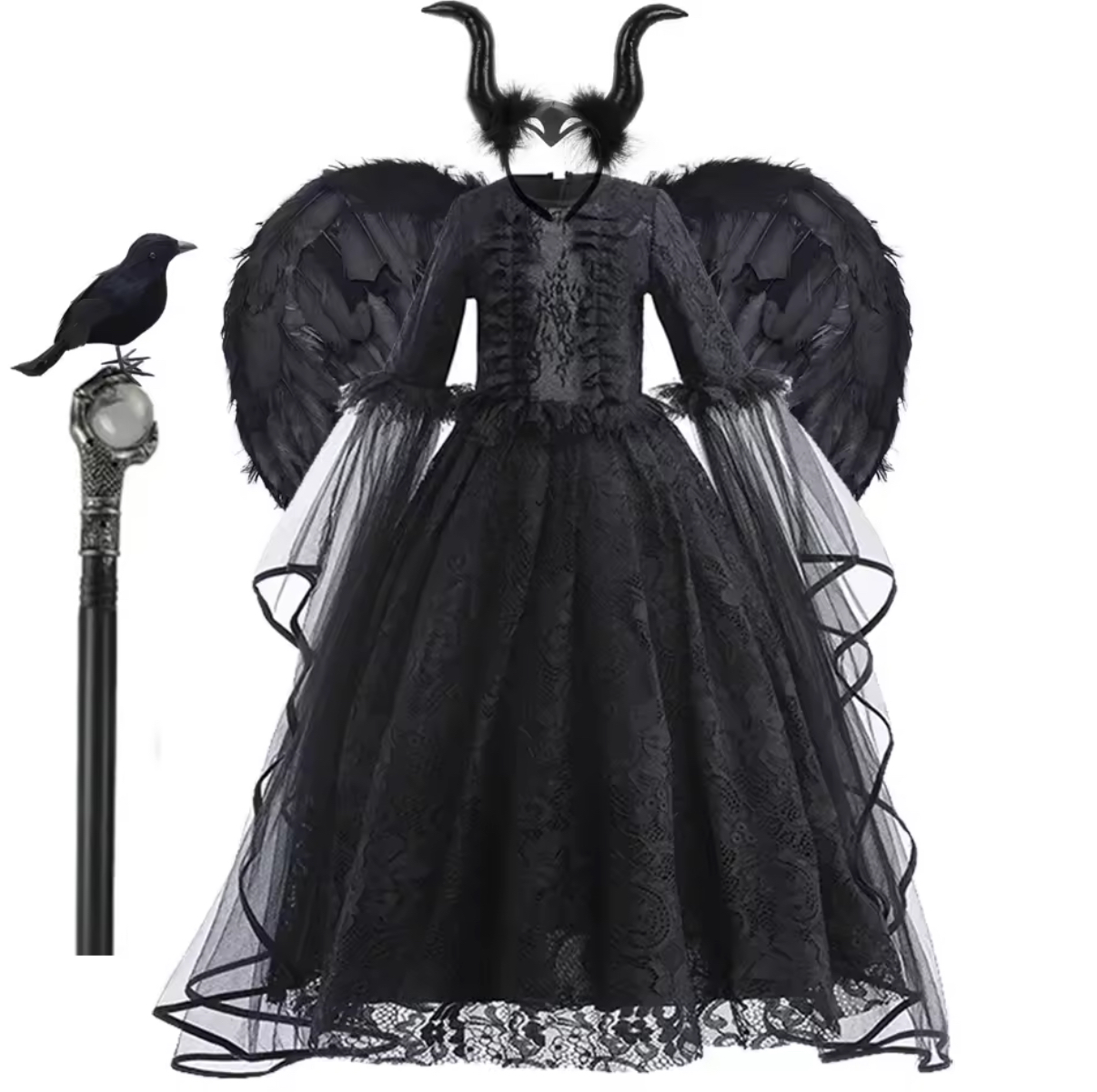 KOSTIUM PRZEBRANIE SUKIENKA MALEFICIENT DIABOLINA R.110-150