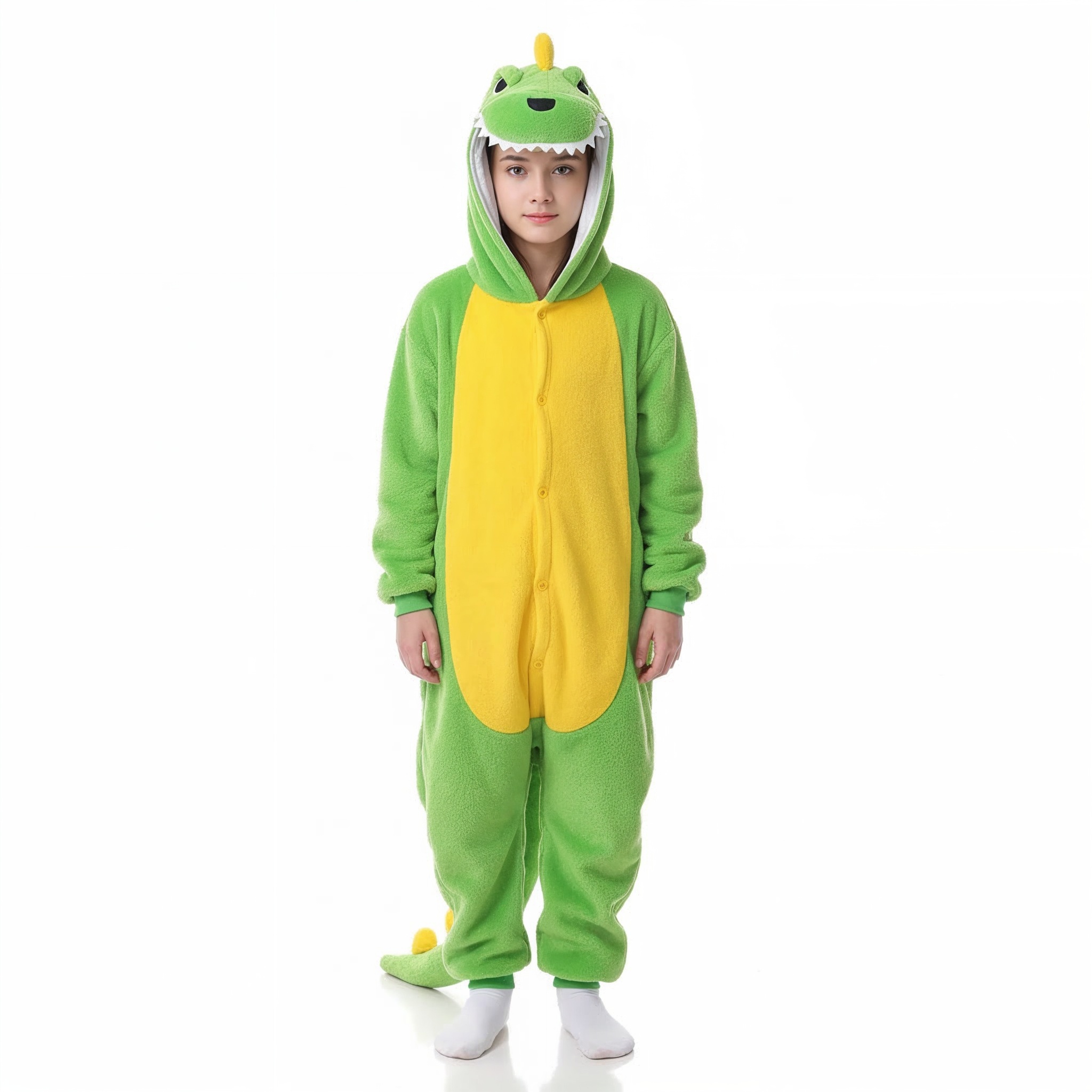 PIŻAMA DINOZAUR JASNOZIELONY DLA DZIECI ONESIE KOMBINEZON - obrazek 2