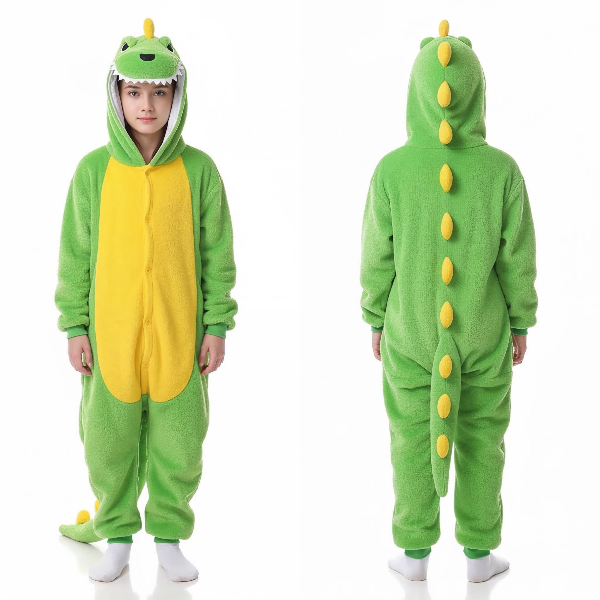 PIŻAMA DINOZAUR JASNOZIELONY DLA DZIECI ONESIE KOMBINEZON