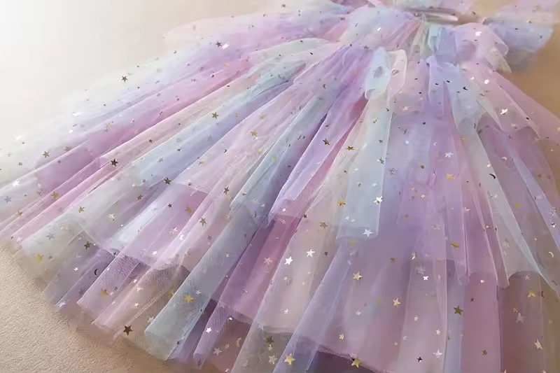 SUKIENKA TIULOWA RAINBOW Z FALBANKAMI / r.100-140 - obrazek 5