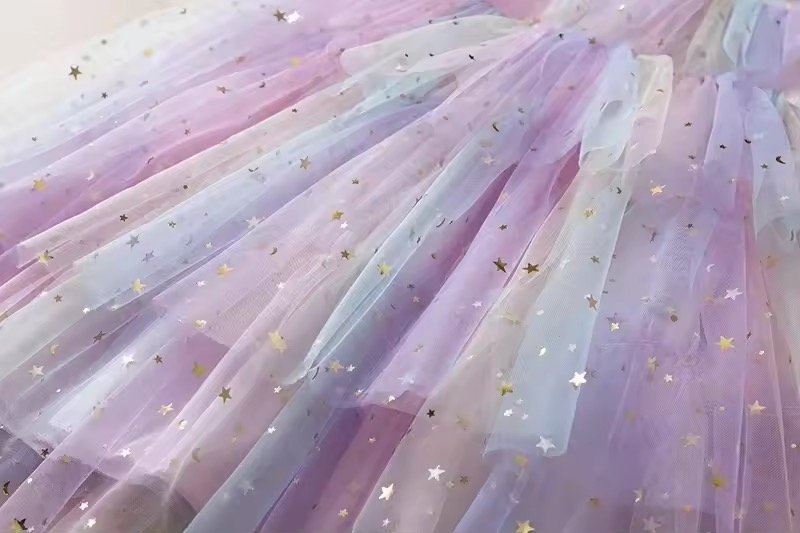 SUKIENKA TIULOWA RAINBOW Z FALBANKAMI / r.100-140 - obrazek 7