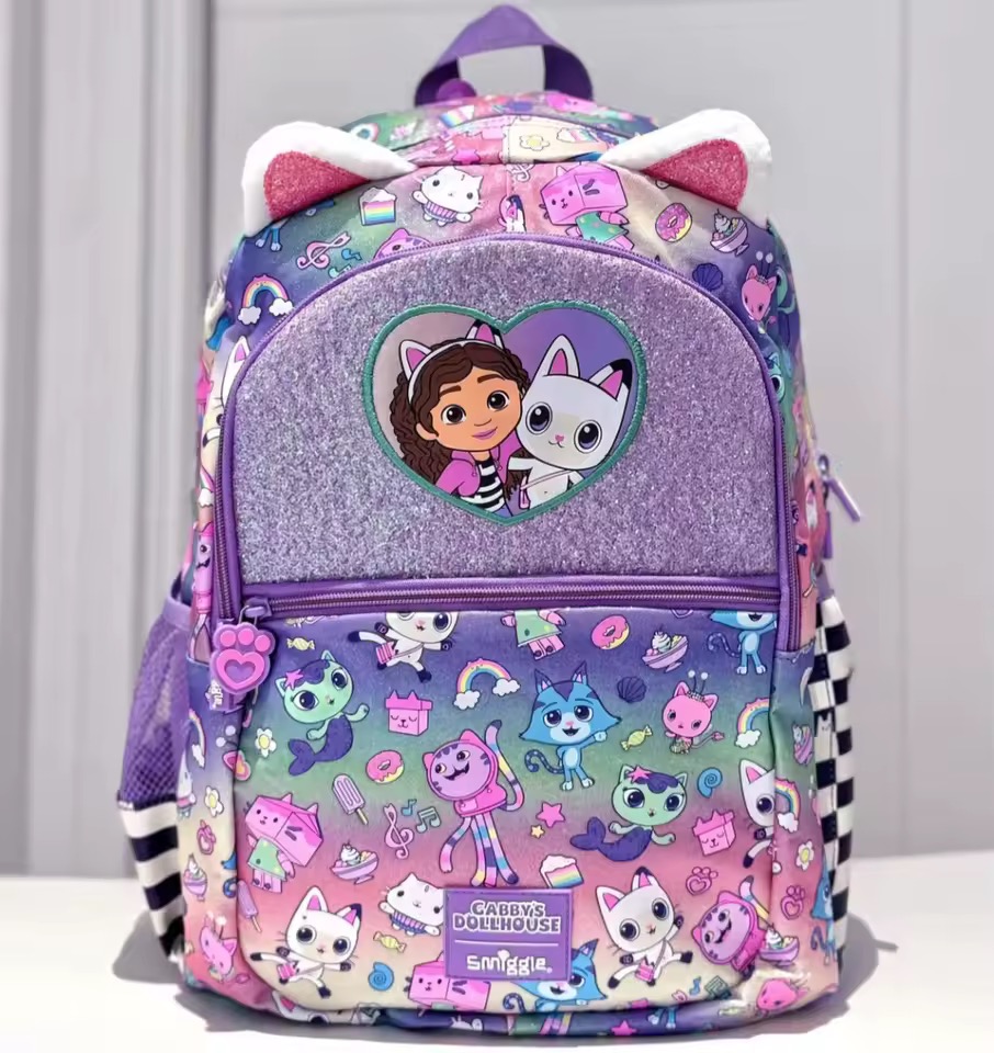 PLECAK PIÓRNIK BROKATOWY KOCI DOMEK GABI