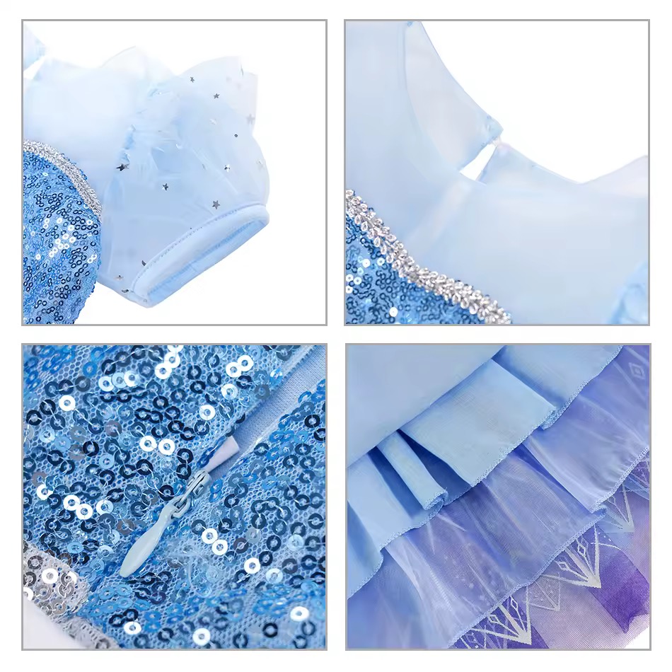 PRZEBRANIE KOSTIUM ELSA FROZEN Z PERUKĄ R. 110-150 - obrazek 4