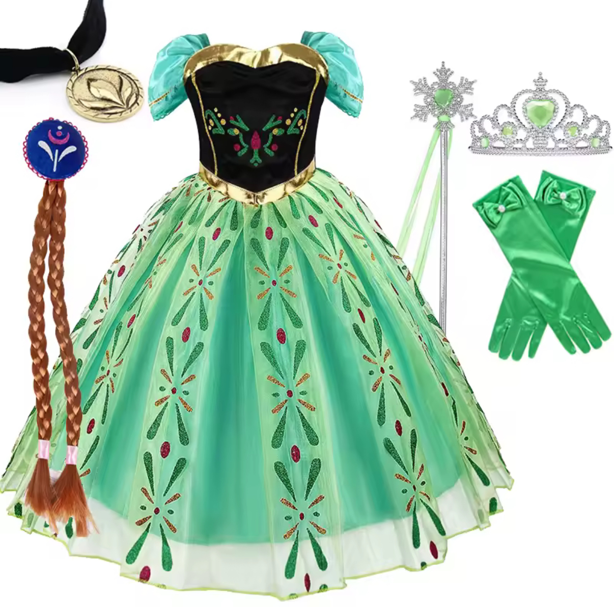 PRZEBRANIE KOSTIUM ANNA FROZEN Z PERUKĄ R. 100-150