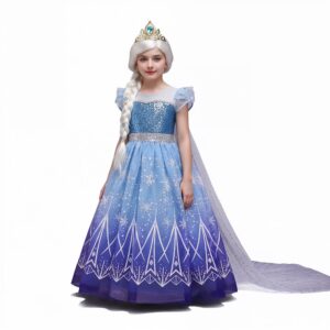 PRZEBRANIE KOSTIUM ELSA FROZEN Z PERUKĄ R. 110-150