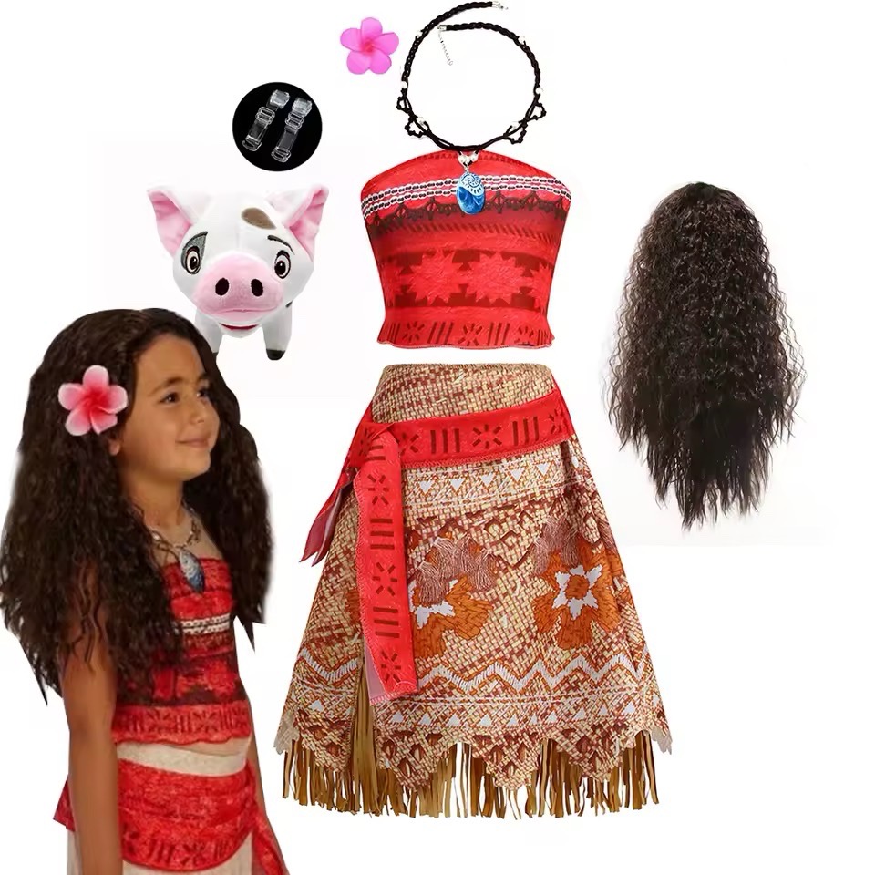 PRZEBRANIE KOSTIUM VAIANA Z PERUKĄ R. 100-150