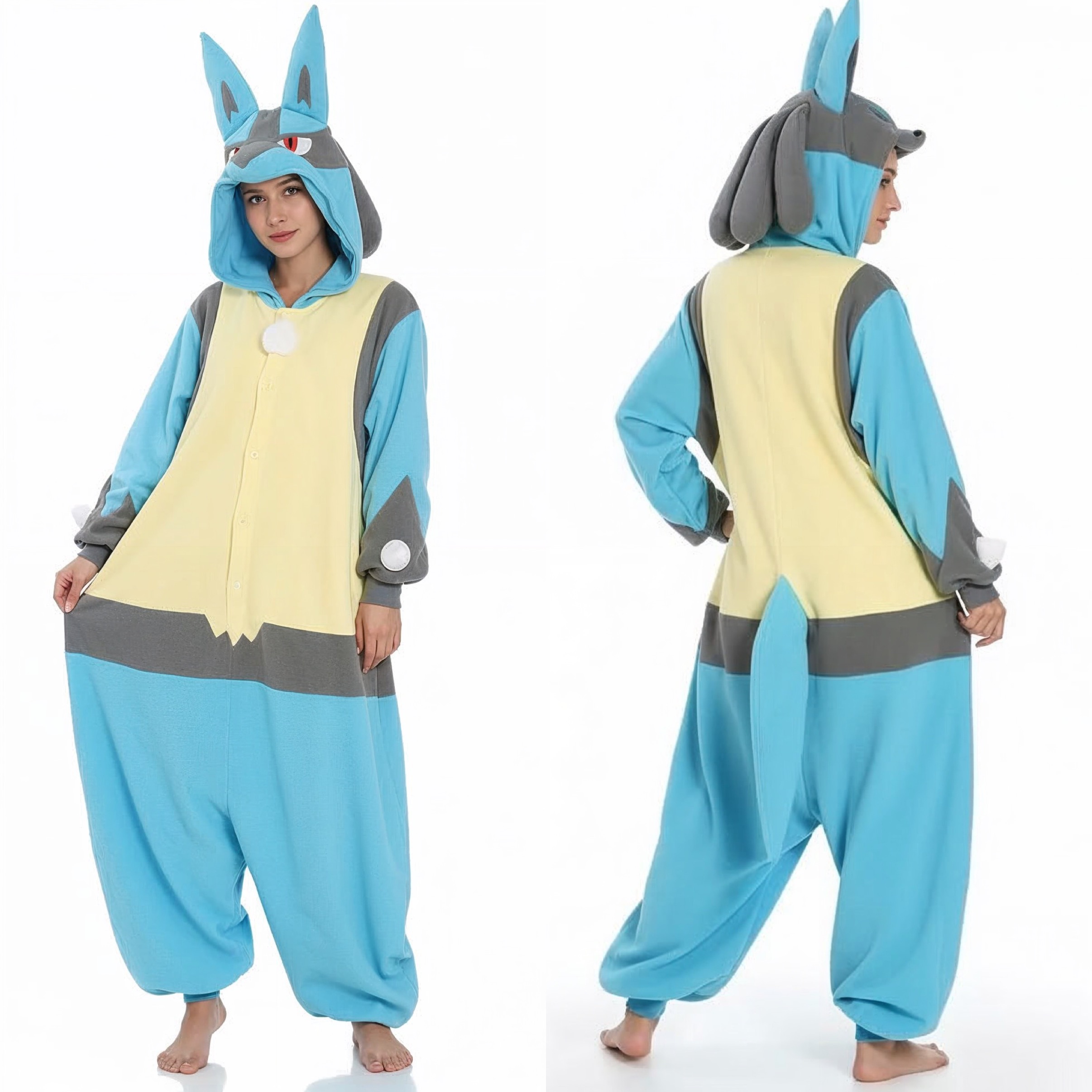 PIŻAMA LUCARIO POKEMON ONESIE DRES KIGURUMI