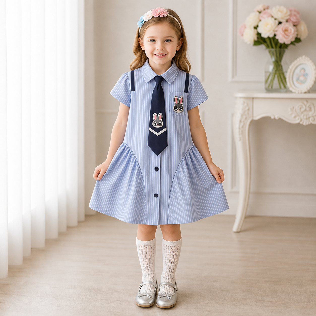 SUKIENKA JUDY HOPPS NIEBIESKA Z KRAWATEM r. 92-128