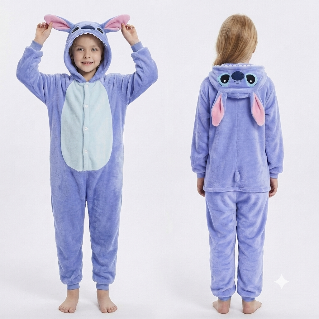 PIŻAMA NIEBIESKI STITCH / ANDZIA ONESIE DRES KOMBINEZON - obrazek 3