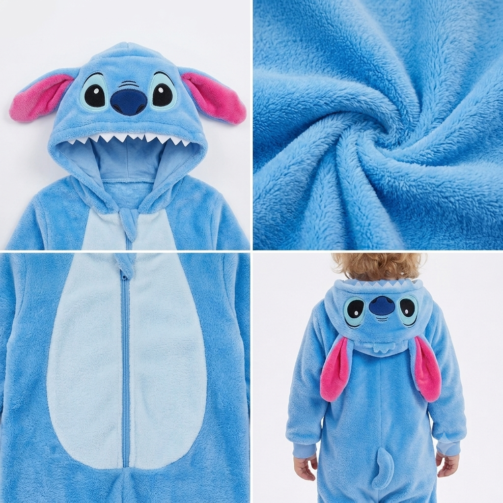 PIŻAMA NIEBIESKI STITCH / ANDZIA ONESIE DRES KOMBINEZON - obrazek 6